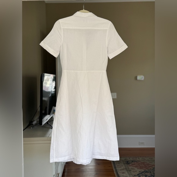 NWT Vineyard Vines Sz 2 White Tie-Front Midi Linen Shirt Dress with pockets - Picture 4 of 8